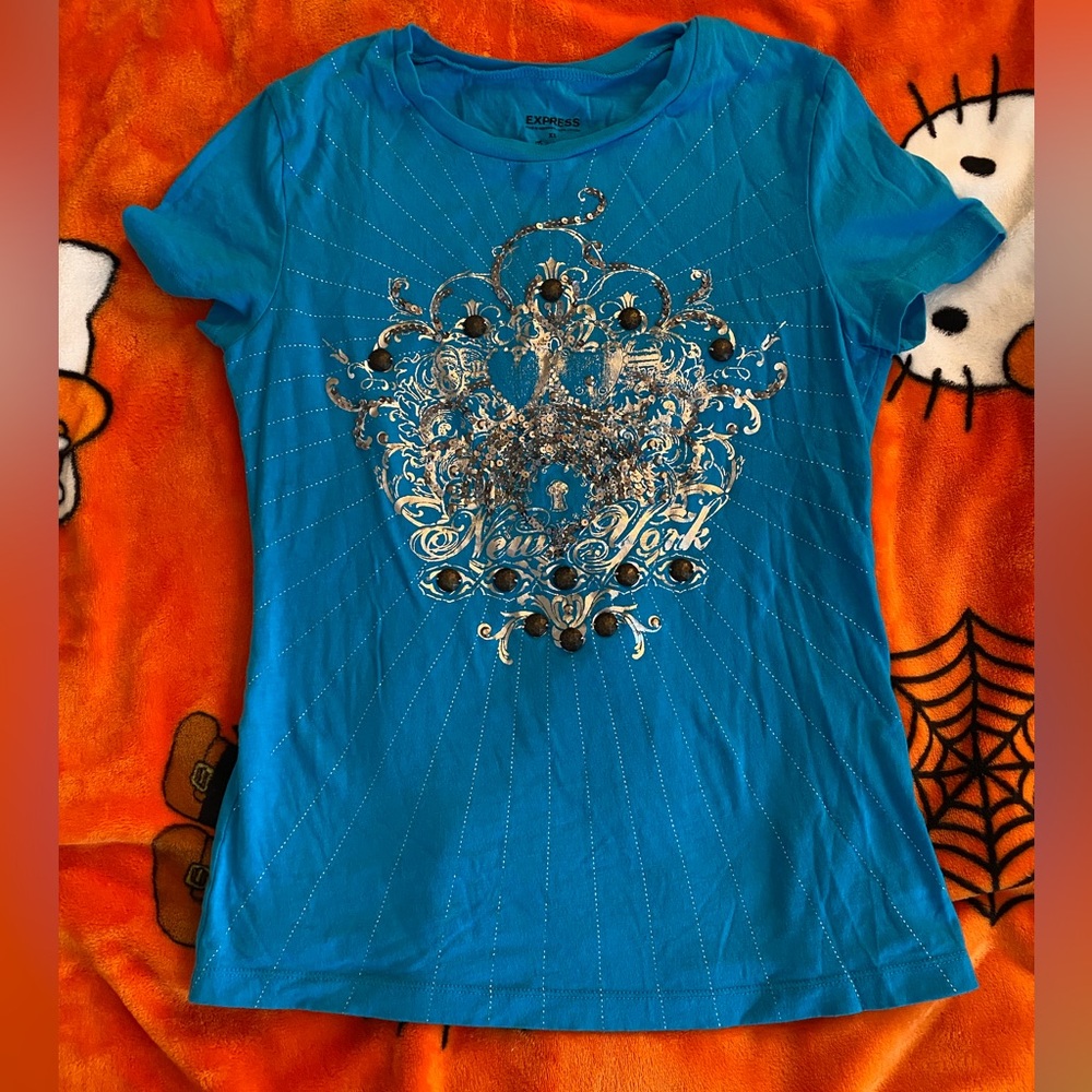 Y2K Express blue graphic t shirt